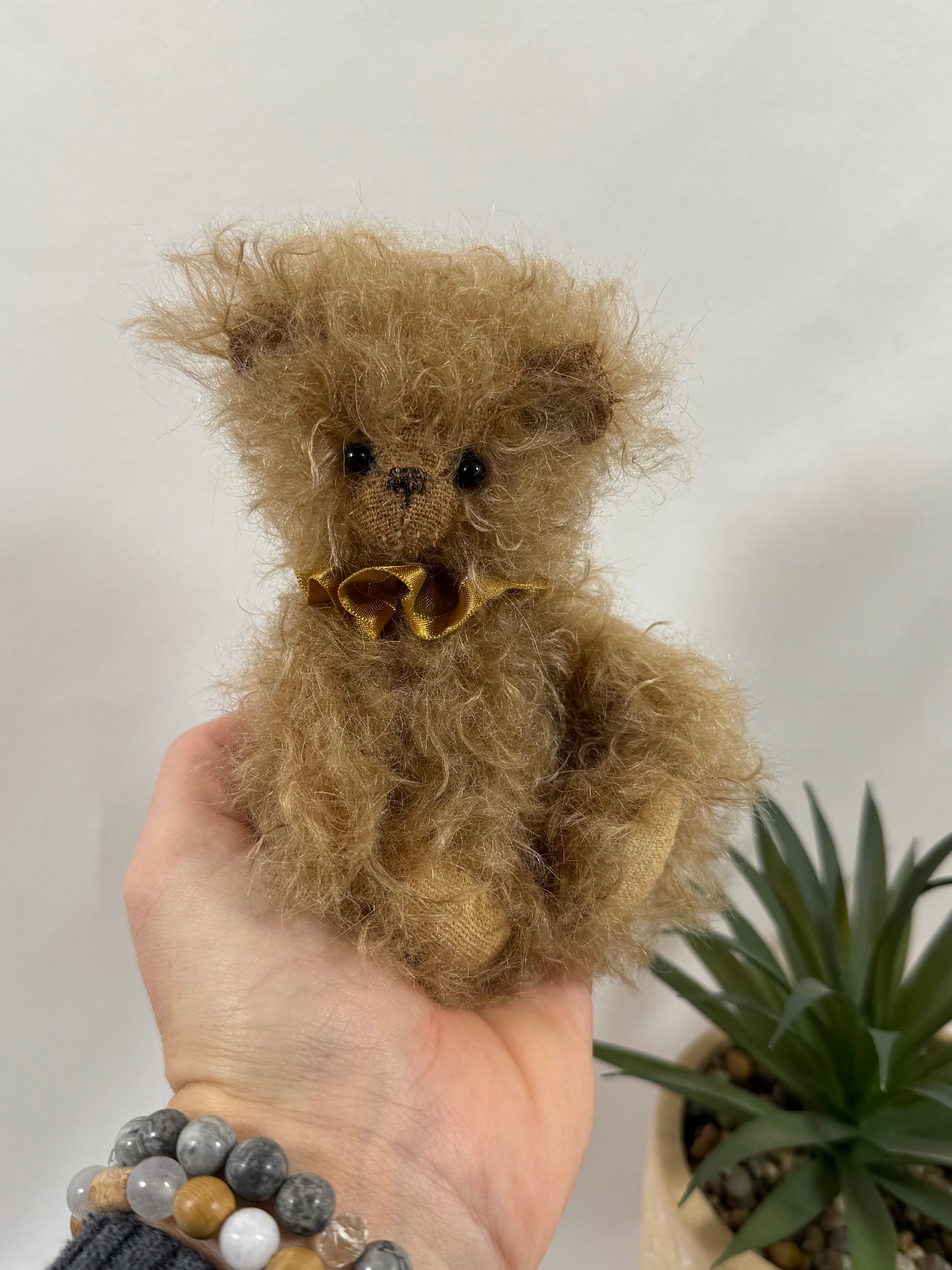 Ours de collection Gaspard en mohair brun vintage articulé à l’ancienne 14 cm