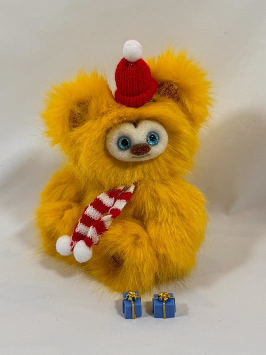 Frimousse de Noël “Stella” – Peluche de collection articulée 16 cm | yeux en verre & visage feutré