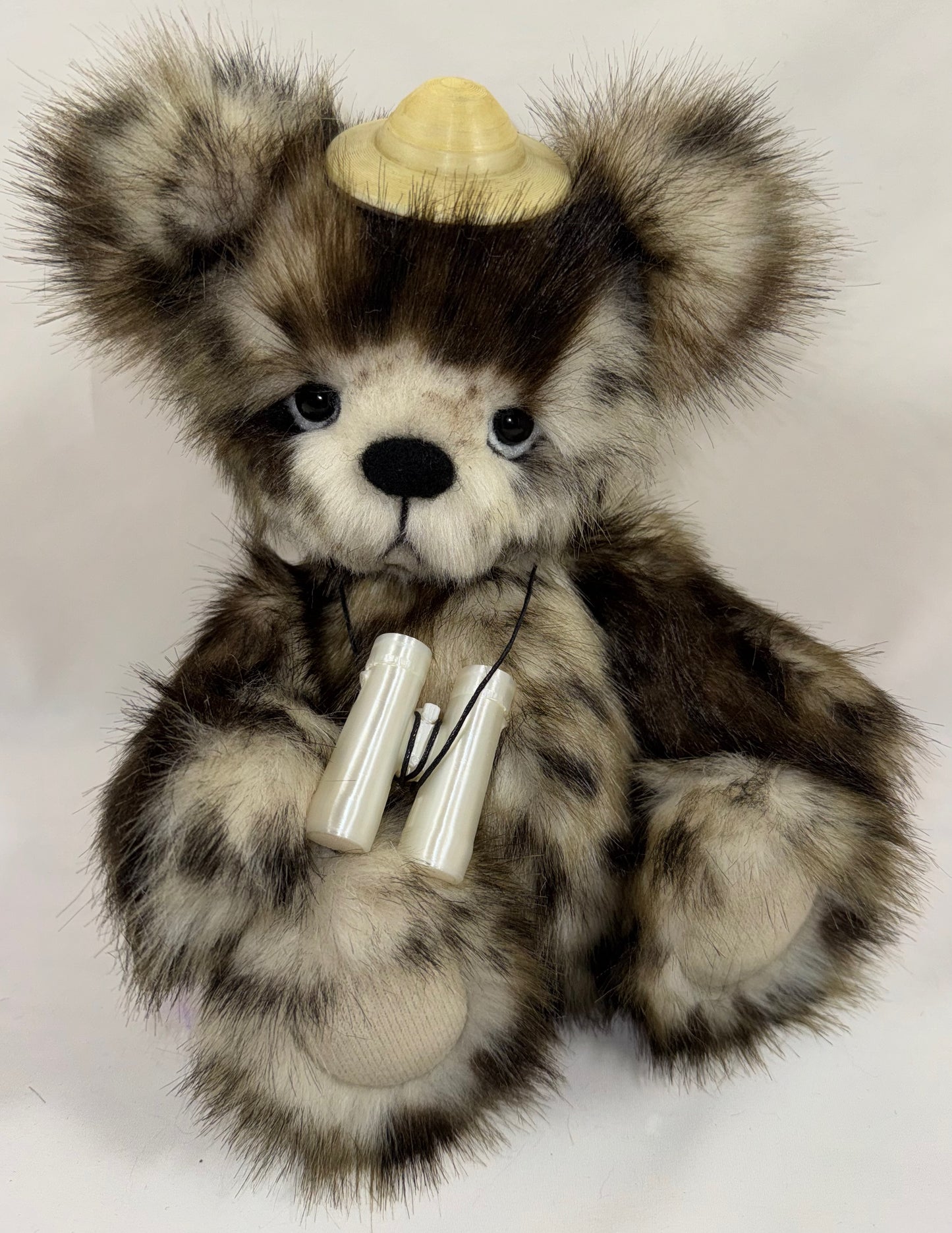 Ours de collection articulé 30 cm Wilson – fausse fourrure tachetée, pièce unique