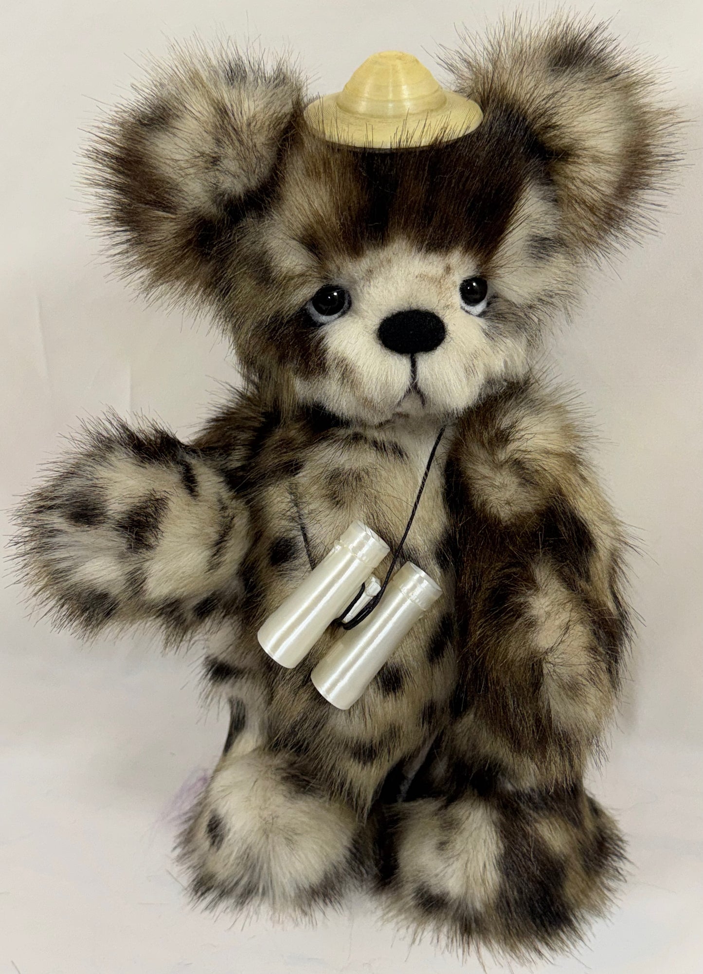 Ours de collection articulé 30 cm Wilson – fausse fourrure tachetée, pièce unique